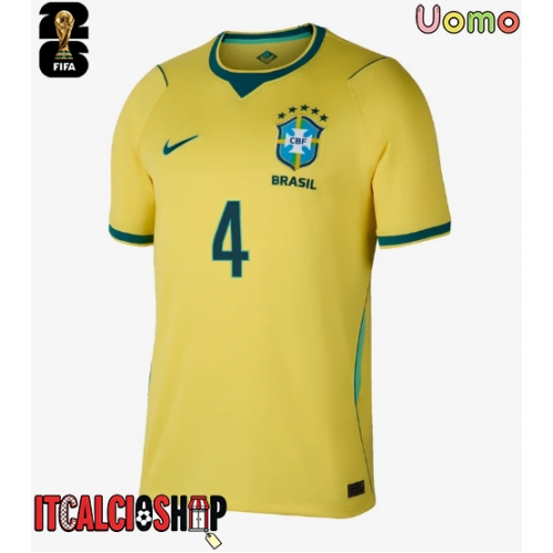 Brasile Marquinhos #4 Prima Maglia Mondiali 2026 Manica Corta